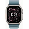 Apple Watch Ultra 3 GPS + Cellular 49mm Natural Titanium -kotelo Blue/Bright Blue Trail Loop -rannekkeella - M/L