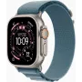 Apple Watch Ultra 3 GPS + Cellular 49mm Natural Titanium -kotelo Blue/Bright Blue Trail Loop -rannekkeella - M/L