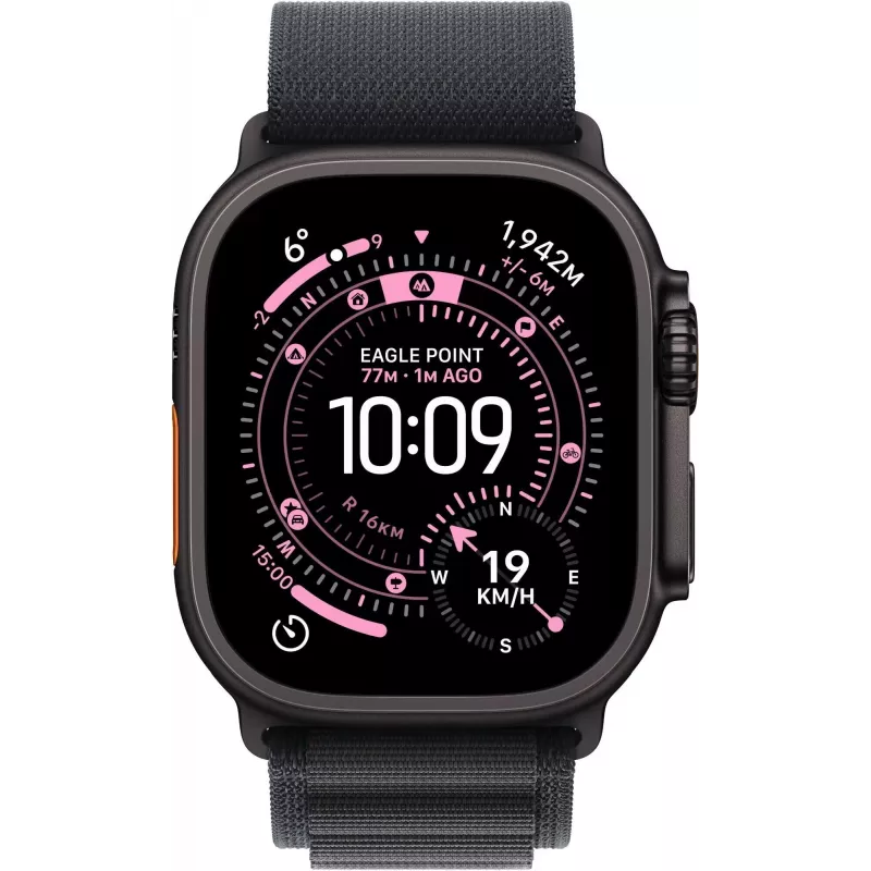 Apple Watch Ultra 3 GPS + Cellular 49mm musta titaanikuori ja musta Alpine Loop - Medium MF0V4QR/A
