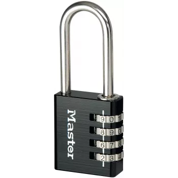 Master Lock 7640EURDBLK yhdistelmälukko 40mm kaaren leveys, karkaistu teräskaari, 4-numeroinen uudelleenasennettava, hopea/harmaa