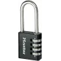 Master Lock 7640EURDBLK yhdistelmälukko 40mm kaaren leveys, karkaistu teräskaari, 4-numeroinen uudelleenasennettava, hopea/harmaa