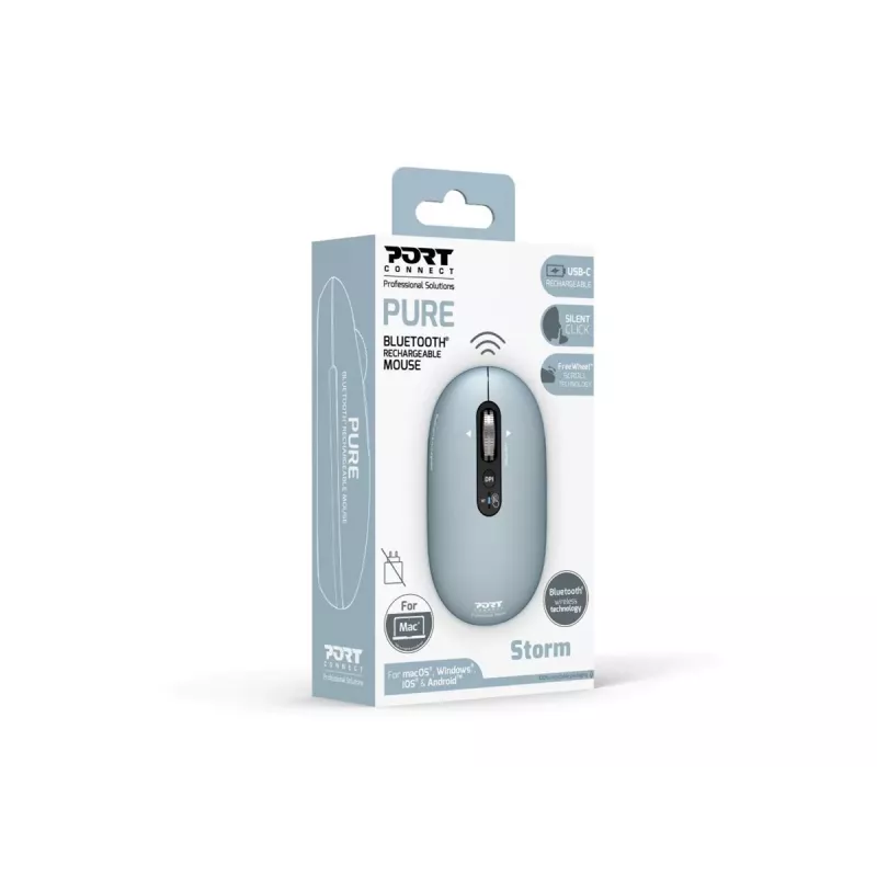 PORT Designs Pure MAC ladattava Bluetooth-hiiri – Storm Grey – 3200 DPI