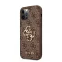 GUESS kova kotelo 4G Metal Logo ruskea Apple iPhone 12 / 12 Pro
