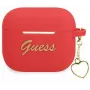 Guess GUA3LSCHSR AirPods 3 -kotelo, punainen silikoni, Charm Heart Collection