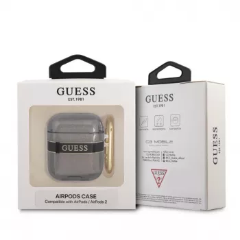 Guess GUA2HHTSK AirPods 1/2 -kotelo, musta, Strap Collection