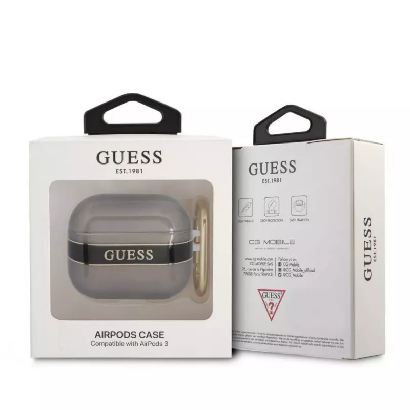 Guess GUA3HHTSK AirPods 3 -kotelo, musta, Strap Collection
