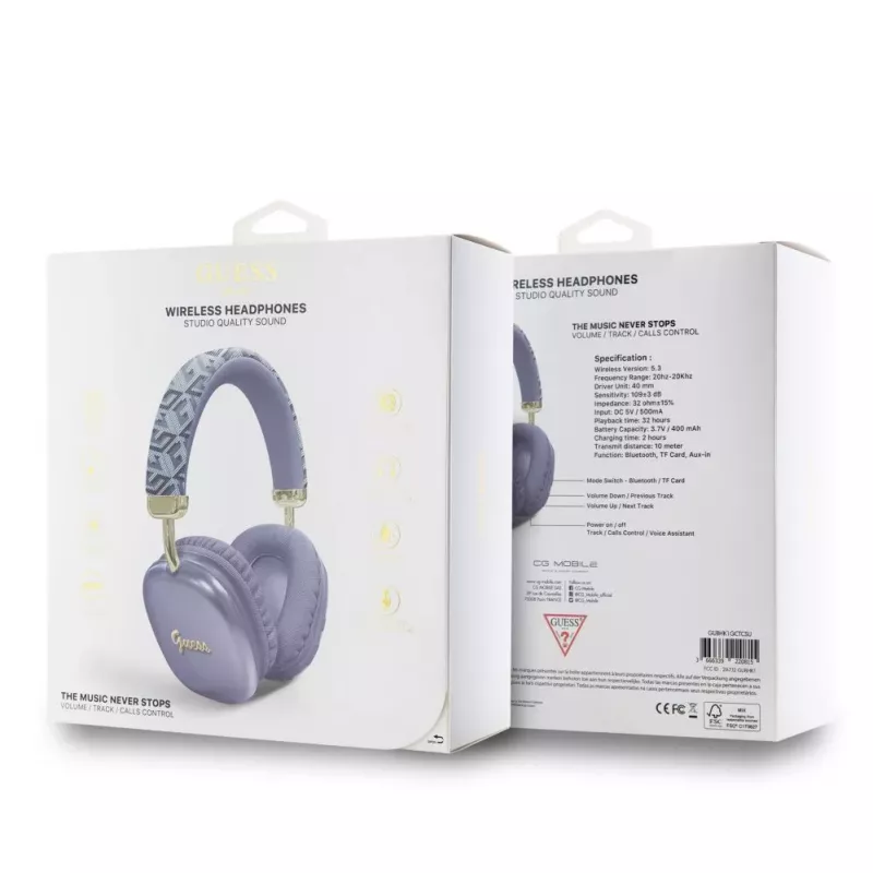 Guess Gcube Metallic Script Logo on-ear Bluetooth -kuulokkeet - violetti