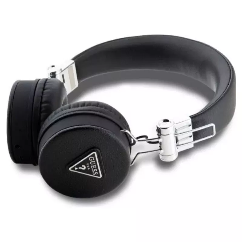 Guess Grained Classic Round Shape langattomat Bluetooth over-ear -kuulokkeet ENC:llä (musta)