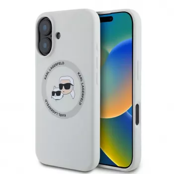 Karl Lagerfeld Silicone DoubleHeads And Circle MagSafe -kotelo Apple iPhone 16 - beige