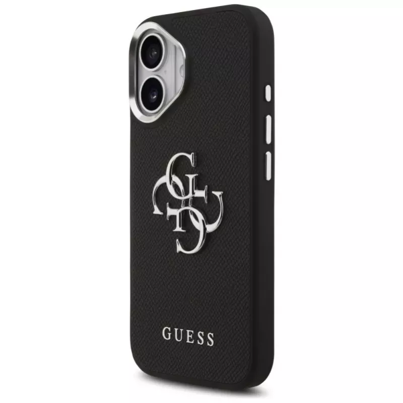 Guess Grained Big 4G Classic Logo -kuori iPhone 17, musta