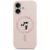 KARL LAGERFELD -silikonikotelo Karl&Choupette Ring MagSafe iPhone 17:lle, pinkki