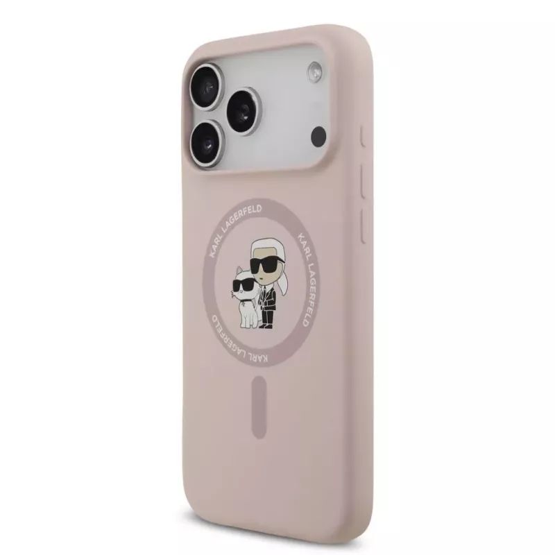 KARL LAGERFELD silikoninen Karl & Choupette Ring MagSafe -kotelo Apple iPhone 17 Pro Maxille, pinkki