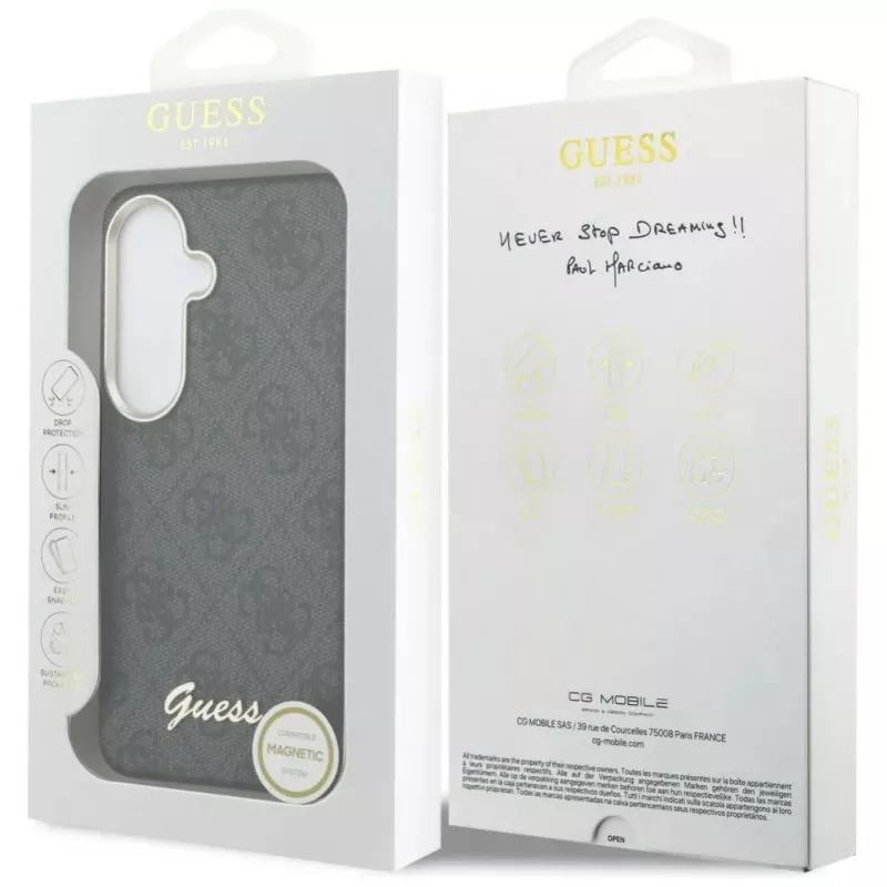 Guess 4G Script MagSafe -suojakotelo Samsung Galaxy S26:lle, musta