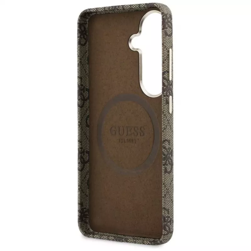 Guess 4G Script MagSafe -suojakotelo Samsung Galaxy S26:lle (ruskea)