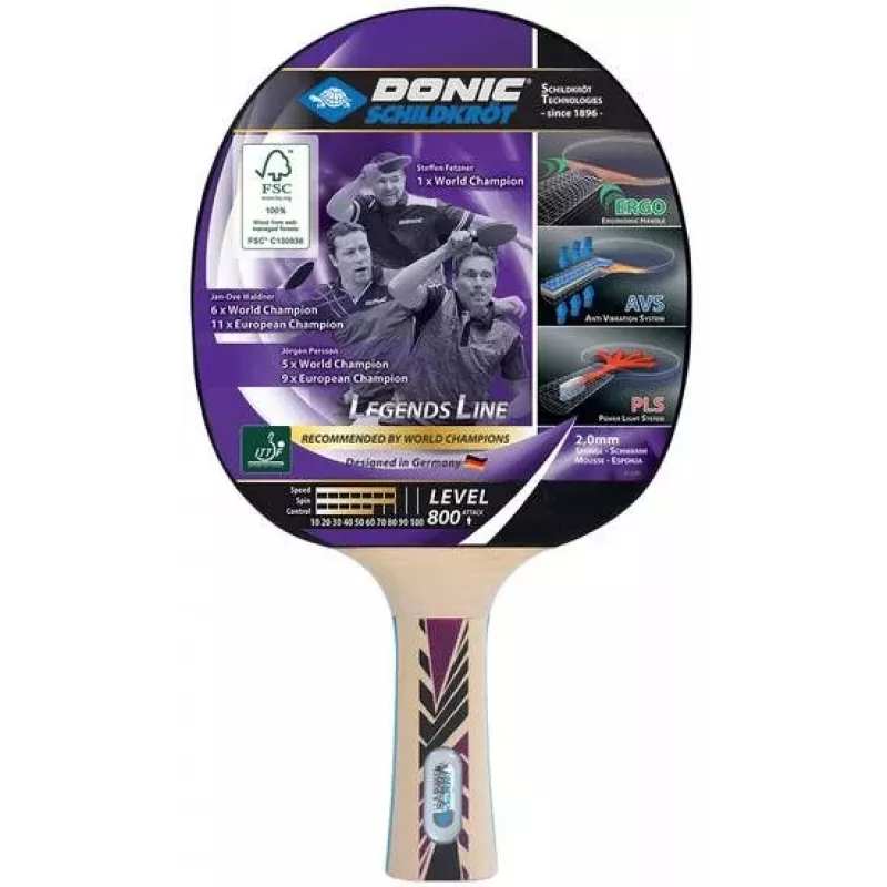 Donic Schildkröt Legends 800 pöytätennismaila pinkki, puu