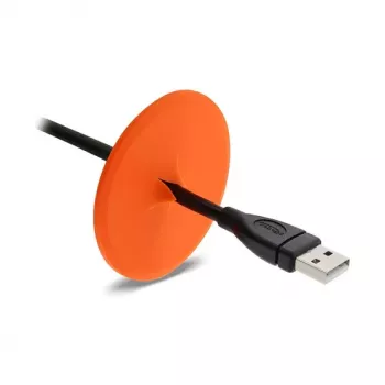Delock silikoninen kaapeliläpivienti pyöreä Ø 65 mm seinä-/pöytäasennukseen valkoinen/oranssi