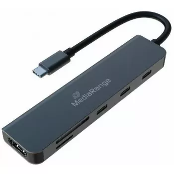 MEDIARANGE USB-C 6-in-1 Multiport Hub -sovitin hopea (MRCS519)