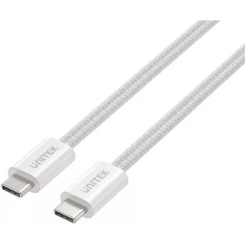 UNITEK magneettinen punottu USB-C - USB-C -kaapeli 100W PD 1m valkoinen