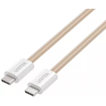 UNITEK magneettisesti rullautuva punottu USB-C - USB-C -kaapeli 100W PD 1m beige