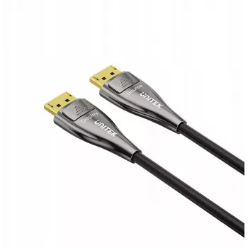 UNITEK Active Fiber Optic DisplayPort 2.1 -kaapeli 20m 8K 80Gbps musta