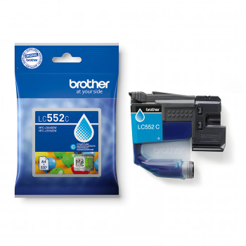 Brother LC-552C syaani mustesuutinpatruuna (vakiokapasiteetti, 500 sivua)
