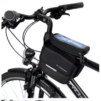 ILIKE Wozinsky Universal Frame Bike Bag pyörän runkolaukku vedenpitävä puhelinkotelo 1,5L musta (WBB26BK)