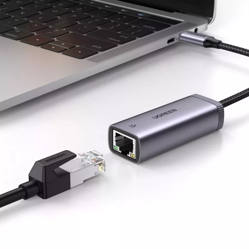 UGREEN USB-C - RJ45 Gigabit Ethernet sovitin (harmaa) - 40322 CM483