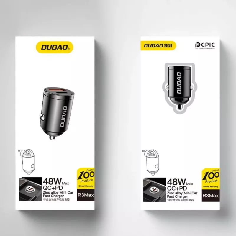 Dudao R3MAX 48W QC PD Mini -autolaturi - musta