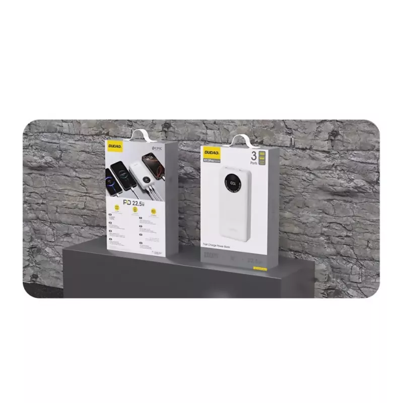 Dudao K12Pro varavirtalähde 20000mAh 22,5W PD USB-A USB-C valkoinen