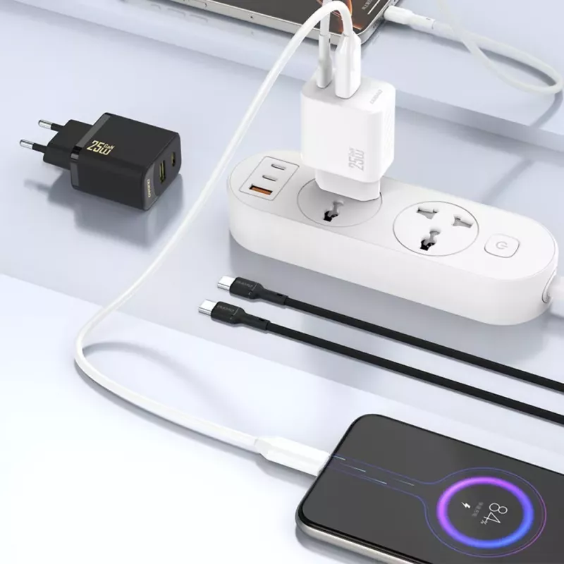 Dudao A26T GaN 25W USB-A, USB-C -laturi - musta