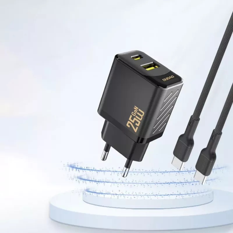 Dudao A26T GaN 25W USB-A, USB-C -laturi - musta