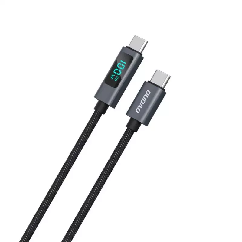 Dudao L7C USB-C - USB-C 100W kaapeli LED-näytöllä 1 m - musta