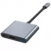 Tech-Protect V1 3in1 USB-C-keskitin sovitin - USB-A 3.0, USB-C PD 100W, HDMI 4K 30Hz - harmaa