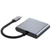 Tech-Protect V1 3in1 USB-C-keskitin sovitin - USB-A 3.0, USB-C PD 100W, HDMI 4K 30Hz - harmaa