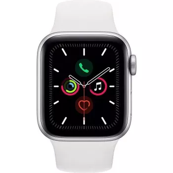 Apple Watch Series 5 GPS hopea 44mm alumiini Sport -kotelo valkoinen