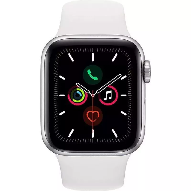 Apple Watch Series 5 GPS hopea 44mm alumiini Sport -kotelo valkoinen