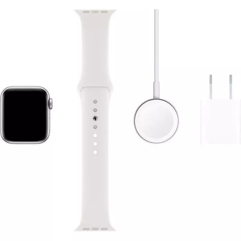 Apple Watch Series 5 GPS hopea 44mm alumiini Sport -kotelo valkoinen