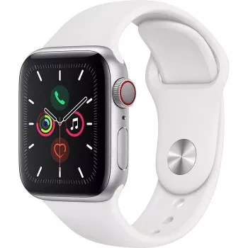 Apple Watch Series 5 GPS hopea 44mm alumiini Sport -kotelo valkoinen