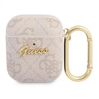 Guess Apple AirPods 1/2 -kotelo 4G Script Metal Collection pinkki