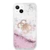 Guess iPhone 13 Mini Liquid Glitter -kotelo pinkki läpinäkyvä