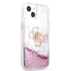 Guess iPhone 13 Mini Liquid Glitter -kotelo pinkki läpinäkyvä