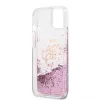 Guess iPhone 13 Mini Liquid Glitter -kotelo pinkki läpinäkyvä
