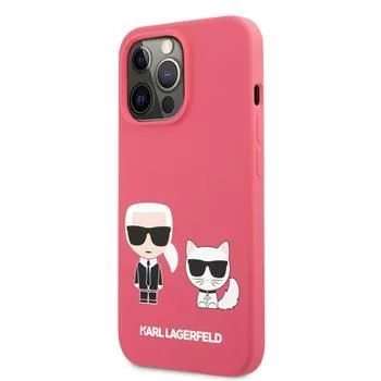 Karl Lagerfeld Apple iPhone 13 Pro Choupette Liquid Silicone -kotelo punainen