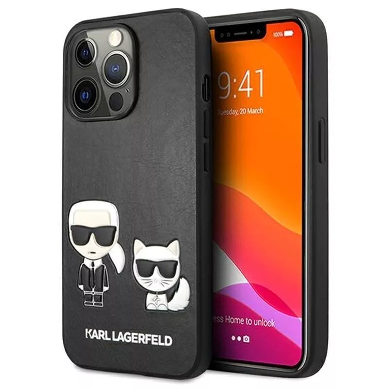 Karl Lagerfeld Apple iPhone 13 Pro Choupette PU-nahkakotelo musta