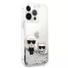 Karl Lagerfeld Apple iPhone 13 Pro Liquid Glitter Choupette -kotelo hopea