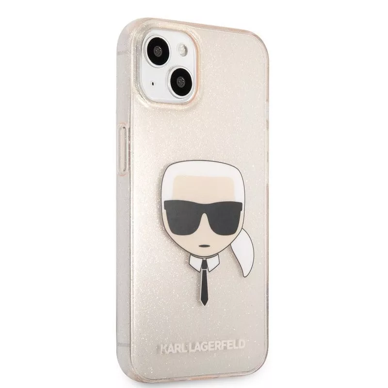 Karl Lagerfeld Apple iPhone 13 TPU Full Glitter Head -kotelo kulta