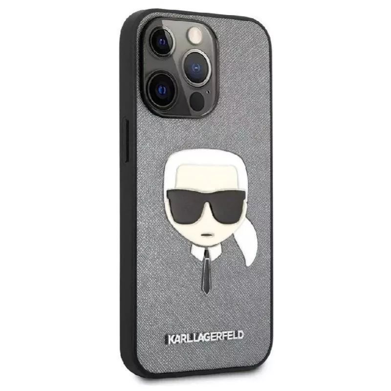 Karl Lagerfeld Apple iPhone 13 Pro Saffiano Karl Head -kotelo hopea