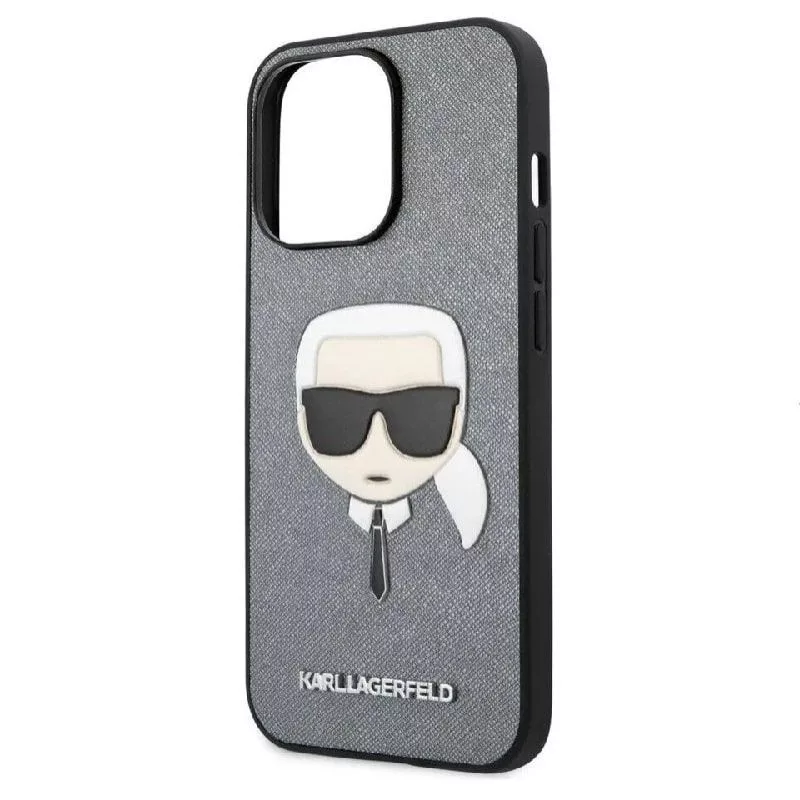 Karl Lagerfeld Apple iPhone 13 Pro Saffiano Karl Head -kotelo hopea