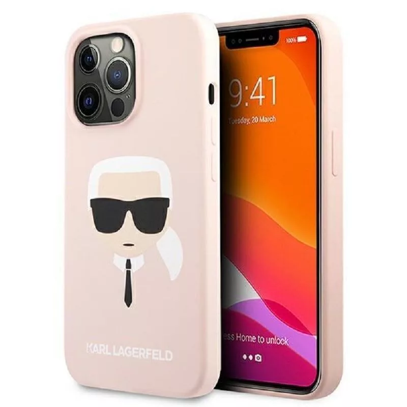 Karl Lagerfeld Apple iPhone 13 Pro Liquid Silicone Karl Head -kotelo pinkki