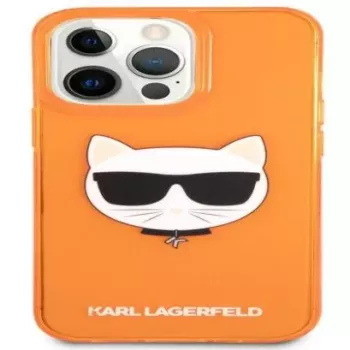 Karl Lagerfeld Apple iPhone 13 Pro Fluo TPU Choupette Head -kotelo oranssi
